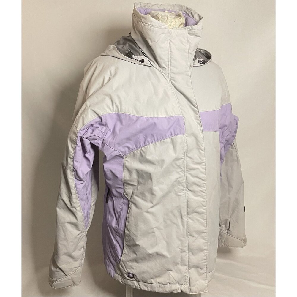 Columbia Womens L Convert Omni Tech Ski Jacket Y2K Grey Purple Snowboard Ski